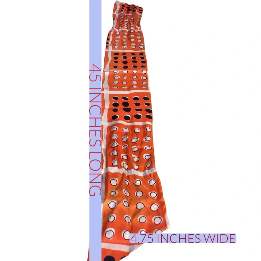 VINTAGE CIRCA 1960'S ORANGE, BLUE AND WHITE POLKA-DOT MOD SCARF